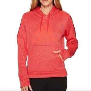 ADIDAS Climawarm Team Issue Fleece Pullover Logo Hoodie Red Active Sweatshirt L